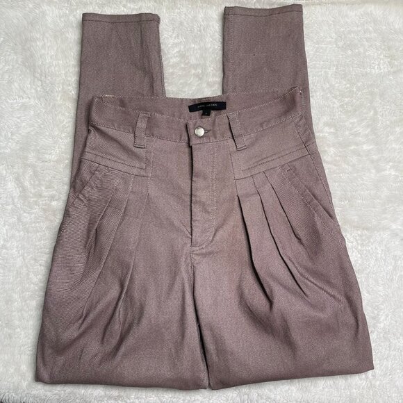Y2K Vintage Marc Jacobs Women's Brown Skinny High-Rise Pleated Jeans Size 8 - Picture 1 of 14